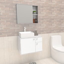 Espelheira para Banheiro em Madeira Caeté Calcare com Branco - Cozimax - 1