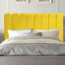 Ver imagem 1 de Cabeceira Estofada Alanis 100CM Solteiro Suede Amarelo - D A DECOR