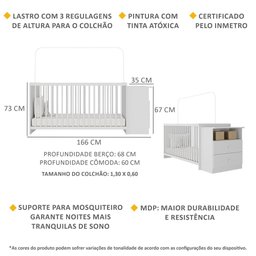 Berço Cômoda com Colchão Incluso e Poltrona de Amamentação Meu Bebê Multimóveis MP4096 - 4