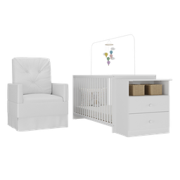 Berço Cômoda com Colchão Incluso e Poltrona de Amamentação Meu Bebê Multimóveis MP4096 - 2