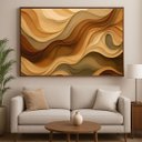 Ver imagem 3 de Quadro Abstrato Ondas de Terra Movimento em Tons Naturais