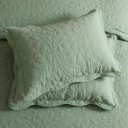 Ver imagem 4 de Kit Cobre Leito Vintage Casal Percal 300 Fios Colcha Matelassê Floral Alto Relevo 3 Peças Verde Oliv