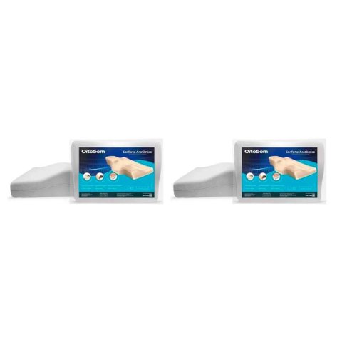 Travesseiro Viscoelástico Kit 2un Conforto Nasa Anatômico Ortobom 38x52x12