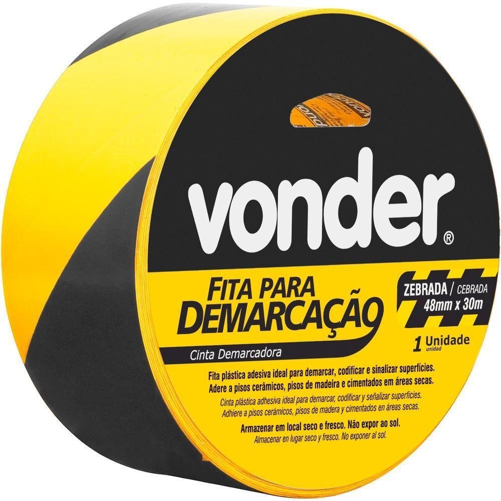 Fita para Demarcação de Solo 48mmx30m Zebrada - Vonder - 2