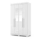 Ver imagem 2 de Guarda-Roupa Solteiro 4 Portas, 2 Gavetas, Pés e Espelho Noronha Branco
