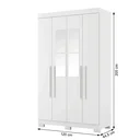 Ver imagem 3 de Guarda-Roupa Solteiro 4 Portas, 2 Gavetas, Pés e Espelho Noronha Branco