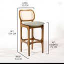 Ver imagem 4 de Banqueta Alta para Cozinha Decor Encosto Rattan Madeira Imbuia Linho Verde L84 Rmi