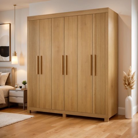 Guarda Roupa Casal 6 Portas 2 Gavetas 100% MDF Norten Marrom/Cinamomo