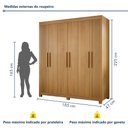 Ver mais imagens de Guarda Roupa Casal 6 Portas 2 Gavetas 100% MDF Norten Marrom/Cinamomo