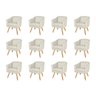 Kit 12 Poltronas Decorativa Valentina Sala Recepção Escritório Corino Bege Nude - 1