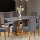 Ver imagem 2 de Mesa de Jantar 6 Lugares Retangular Tampo de MDP Buenos Aires Cinza/Mel
