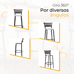 Kit 3 Banquetas Alta para Cozinha Junco Degradê Bancada Bistrô Balcão Ilhas Área Gourmet Piscina - 5