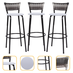 Kit 3 Banquetas Alta para Cozinha Junco Degradê Bancada Bistrô Balcão Ilhas Área Gourmet Piscina - 1