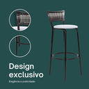 Ver imagem 4 de Kit 3 Banquetas Alta para Cozinha Junco Degradê Bancada Bistrô Balcão Ilhas Área Gourmet Piscina