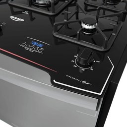 Fogão de Embutir 5 Bocas Preto com Frente Espelhada e Timer Digital Dako Diplomata Grill Style - 3