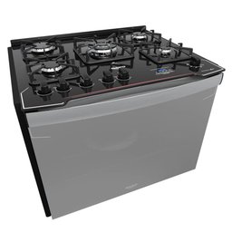 Fogão de Embutir 5 Bocas Preto com Frente Espelhada e Timer Digital Dako Diplomata Grill Style - 1