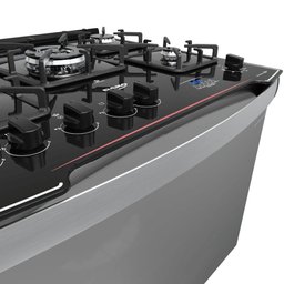 Fogão de Embutir 5 Bocas Preto com Frente Espelhada e Timer Digital Dako Diplomata Grill Style - 4