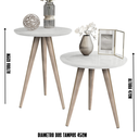 Ver imagem 4 de Conjunto Mesa Apoio e Lateral Redonda Pés Palito Classic - Off White com Freijo