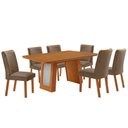 Ver imagem 2 de Mesa de Jantar Carolina 180cm Tp MDF Canto Copo Base Detalhe Off White com 6 Cadeiras Liz