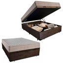 Ver imagem 1 de Cama Box Baú Casal Suede + Colchão Sereneprime Molas Ensacadas 138x188x69 Marrom