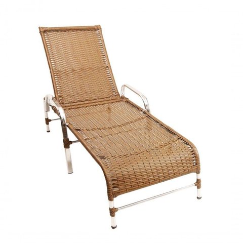 Espreguiçadeira Esteira Catar de Alumínio Piscina Sépia