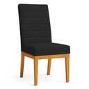 Ver imagem 2 de Cadeira de Jantar Mavie Estofada para Sala de Jantar Sofisticado Linhas Horizontais - Suede Preta