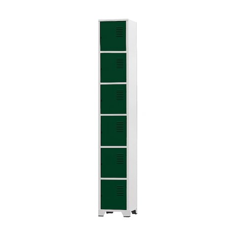 Armário Roupeiro de Aço 6 Portas para Vestiário Academia Locker Verde Escuro com Chave