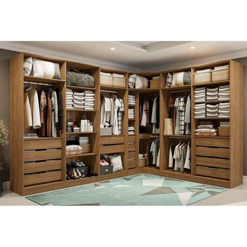 Guarda Roupa Closet Solteiro Adapt 6 Peças (2 S Abertos + 1 Canto Obliquo + 3 Complementos) Qcm73