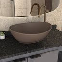 Ver imagem 1 de Cuba Para Banheiro em Louça Bali Marrom Fosco - Cozimax