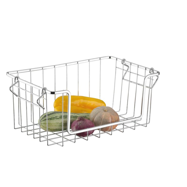 Fruteira Tipo Cesto Organizador Empilhável Aramado - Schmitt:cromado Fruteira Tipo Cesto Organizador Empilhável Aramado - Schmitt:cromado