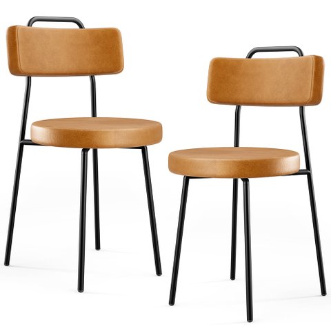 Kit 2 Cadeiras Decorativas Estofada Para Sala De Jantar Barcelona F01 Couríssimo Whisky - Lyam