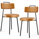 Ver imagem 1 de Kit 2 Cadeiras Decorativas Estofada Para Sala De Jantar Barcelona F01 Couríssimo Whisky - Lyam