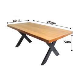Mesa Industrial Texas Madeira Maciça 2,20m Ferragem Preta - 4