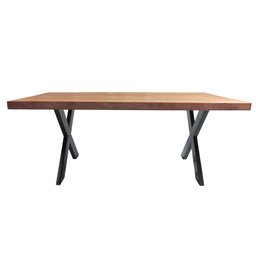 Mesa Industrial Texas Madeira Maciça 2,20m Ferragem Preta - 2