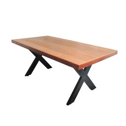 Mesa Industrial Texas Madeira Maciça 2,20m Ferragem Preta - 1