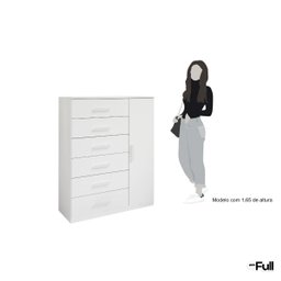 Cômoda Sapateira Multiuso Reforçada 1 Porta 6 Gavetas Branco - 5