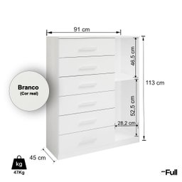 Cômoda Sapateira Multiuso Reforçada 1 Porta 6 Gavetas Branco - 4