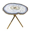 Ver imagem 1 de Mesa Lateral Pedras Ágatas Naturais com Bordas Douradas