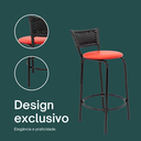 Ver imagem 4 de Kit 2 Banquetas para Balcão Cozinha Gourmet Junco Preto Bancada Ilha Banco 60cm Itagold