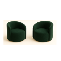 Conjunto Decorativo 02 Poltronas + Sofá Curvo Orgânico Nature Gaia Suede Verde - Montanaris Decor - 3