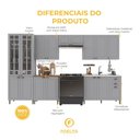 Ver imagem 5 de Armário de Cozinha Modulada Completa Fidelitá Nara 100% MDF 6 Peças 360cm 16 Portas 2 Gavetas sem