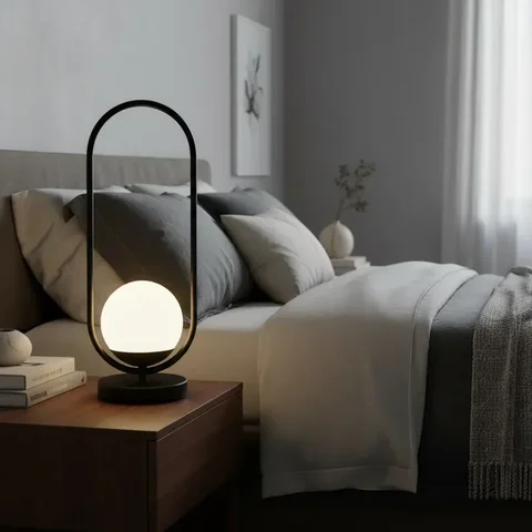 Abajur Luminaria de Mesa Moderno Oval com Globo 12cm Decoração Casa Sala Quarto Escritório