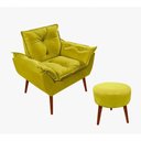 Ver imagem 1 de Kit C-01 Poltrona Opala + 01 Puff Redondo Danny Suede Amarelo