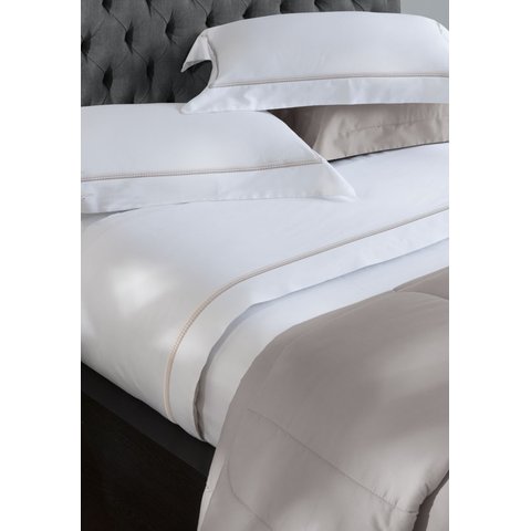 Jogo de Cama Dubai 300 Fios Branco / Rose - Queen