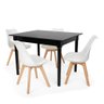 Conjunto Mesa de Jantar 110x90 Preta com 4 Cadeiras Branca - 1