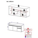 Ver imagem 3 de Balcão de Cozinha Gabinete Pia 150cm 3 Portas 1 Gaveta Suspenso Milano Multimóveis MP2416 Vanilla