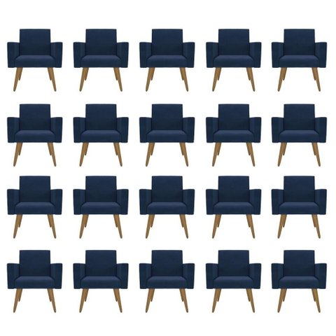 Kit 20 Poltronas: Elegância e Glamur Absolutos no Salão Azul-marinho