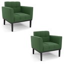 Ver imagem 1 de Poltrona Base de Madeira Fixa Preto Kit 2 Elisa Suede D03 - D'Rossi Cor Verde