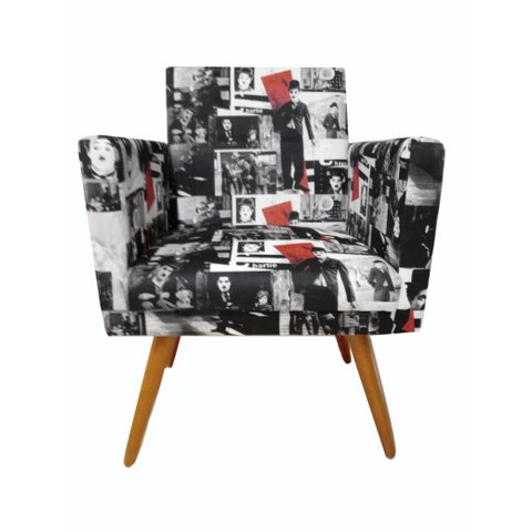Poltrona Decorativa Bia Suede Chaplin Pés Madeira Ms Decor