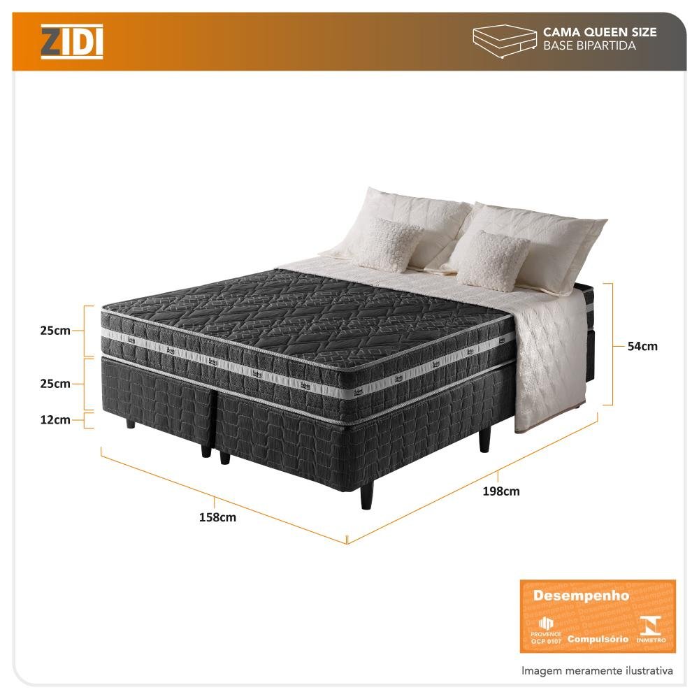 Cama Box Queen Preto + Colchão Ortopédico Espuma D45 Extra Firme Brooklyn 158x198x62cm - 3